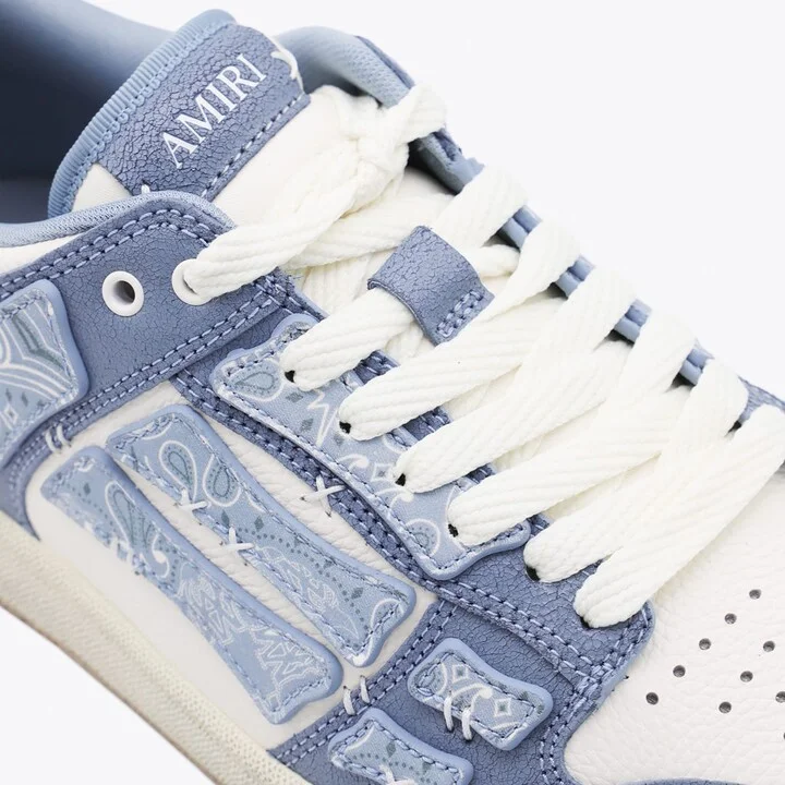 Light Blue Leather Bandana Skel Low Top Sneakers - Image 4