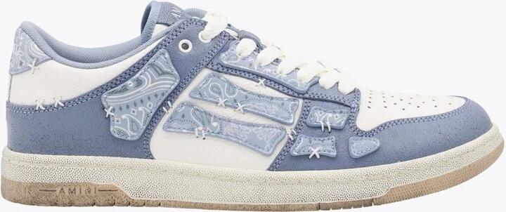 Light Blue Leather Bandana Skel Low Top Sneakers