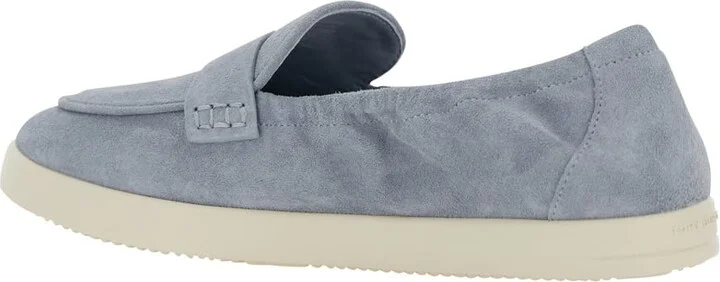 Light Blue Loafers With Logo Plaque On The Front And Slip-on Design In Suede Woman - Image 3