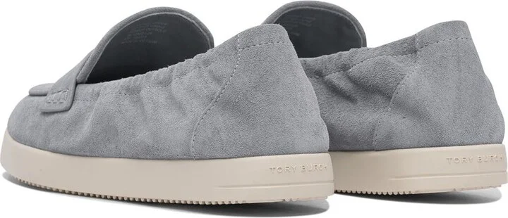 Light Blue Loafers With Logo Plaque On The Front And Slip-On Design In Suede Woman - Image 4