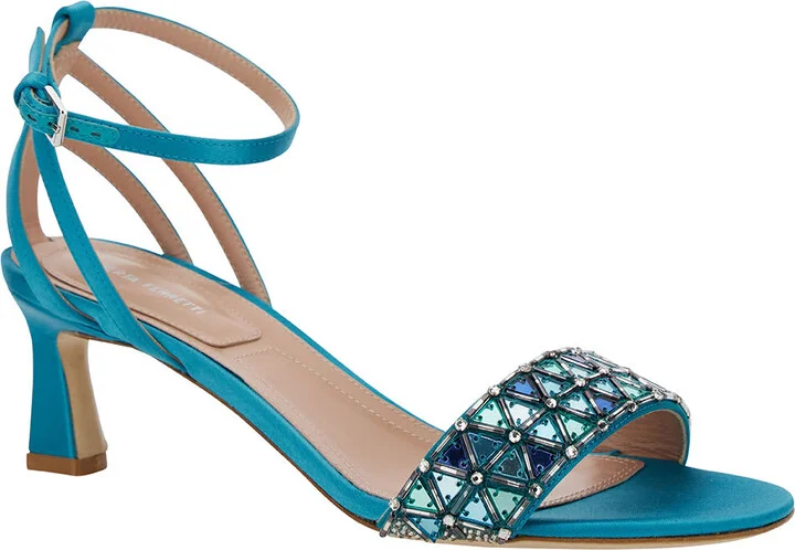Light Blue Sandals With Mirror-like Details In Leather Woman - Image 2