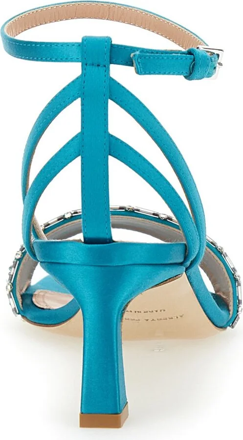 Light Blue Sandals With Mirror-Like Details In Leather Woman - Image 4