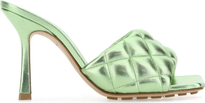 Light Green Nappa Leather Padded Sandals