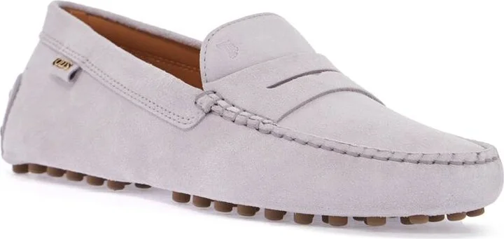 Light Grey Suede Leather Driving Moccasin - Image 4