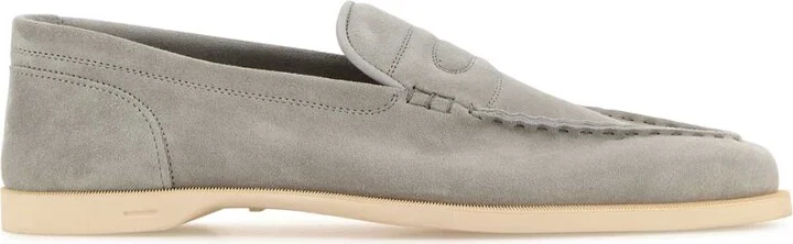 Light Grey Suede Pace Loafers