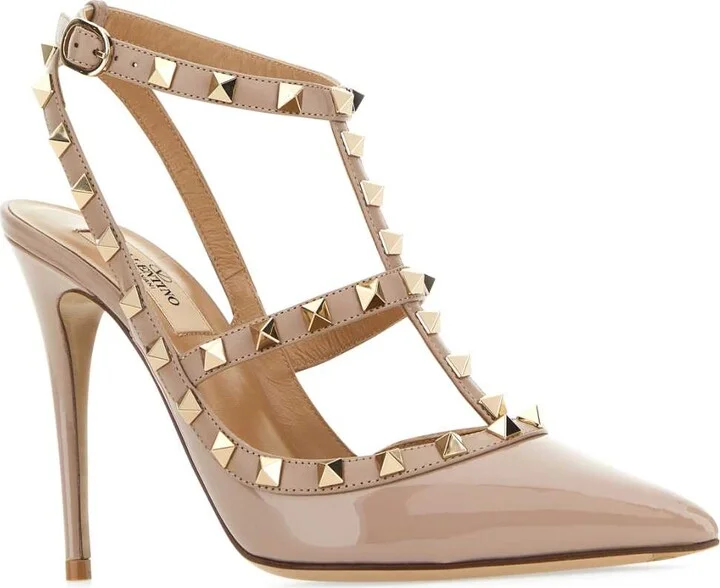 Light Pink Leather Rockstud Pumps - Image 2