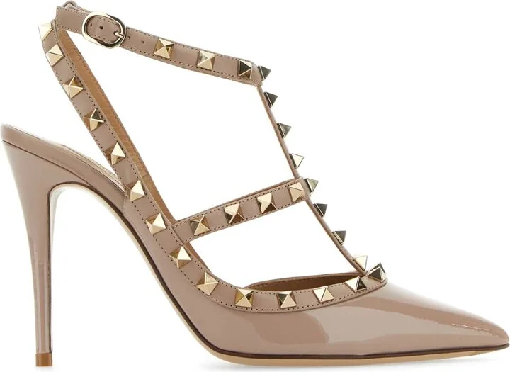 Light Pink Leather Rockstud Pumps