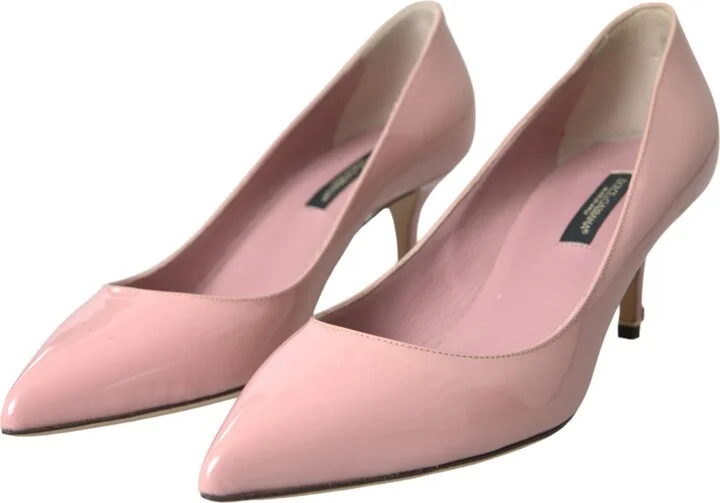 Light Pink Patent Leather Heels Pumps Women's Shoes - Image 3