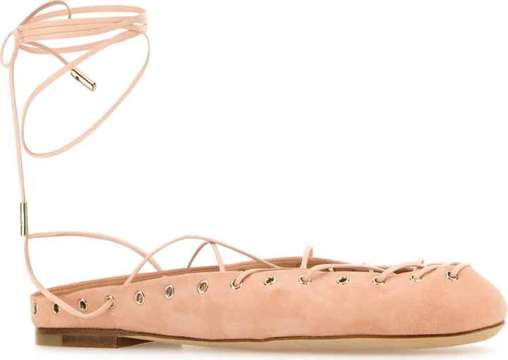 Light Pink Suede Chloã© Ghillies Ballerinas - Image 2