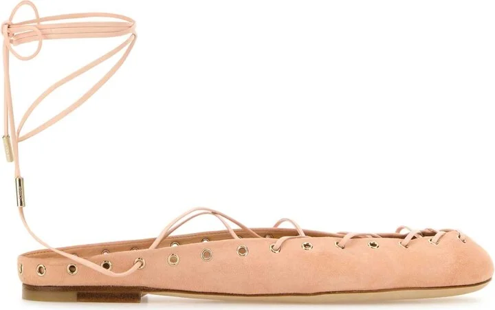 Light Pink Suede Chloã© Ghillies Ballerinas
