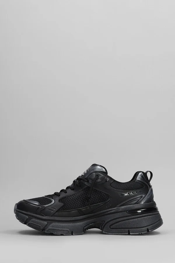 Light Star Sneakers In Black Leather And Fabric - Image 3