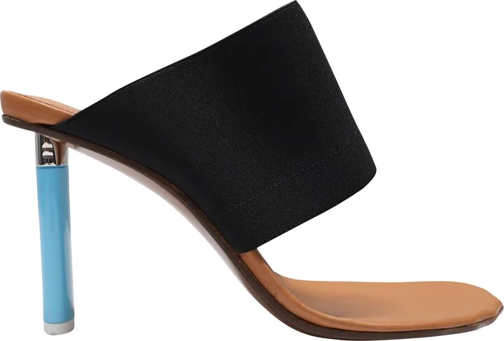Lighter-heel Mules in Black Stretch-canvas