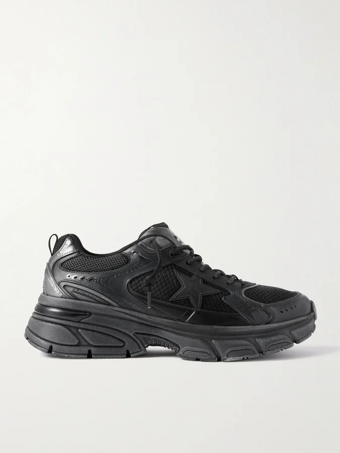 Lightstar Rubber-Trimmed Leather and Mesh Sneakers