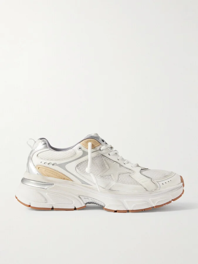 Lightstar Rubber-Trimmed Leather and Mesh Sneakers