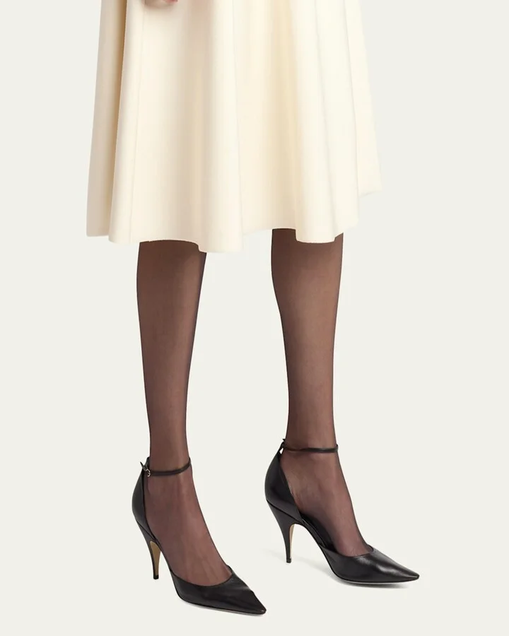 Liisa Leather D'Orsay Ankle-Strap Pumps - Image 10