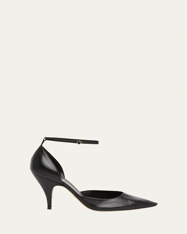 Liisa Leather D'Orsay Ankle-Strap Pumps