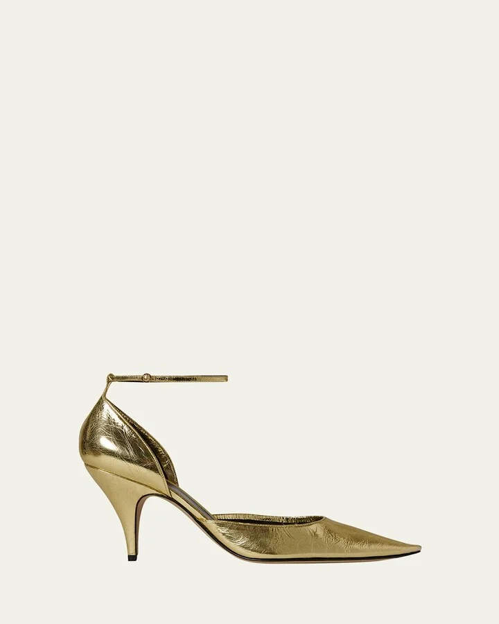 Liisa Metallic D'Orsay Ankle-Strap Pumps