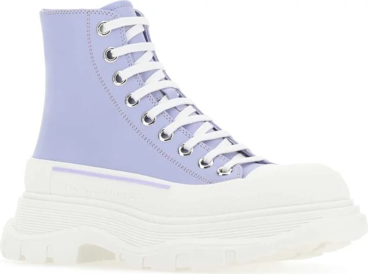 Lilac Leather Tread Slick Sneakers - Image 2