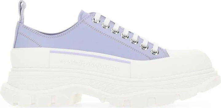 Lilac Leather Tread Slick Sneakers