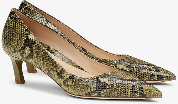 Lillian Pump - Embossed Snakeskin - Black / Olive - Image 4