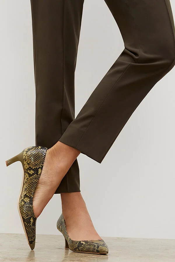 Lillian Pump - Embossed Snakeskin - Black / Olive - Image 5