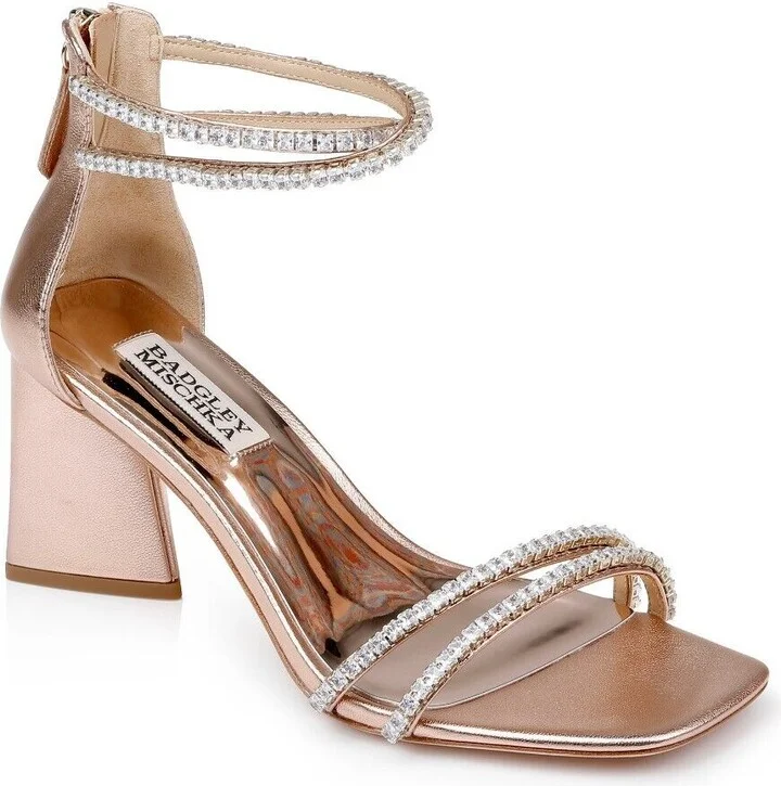Lillie MP7213 Heel Womens 7 Champagne Crystal Dual-Strap KHD1173