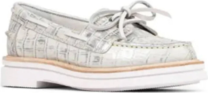 Lillith Boat Shoe In Silver Brushed Metallic