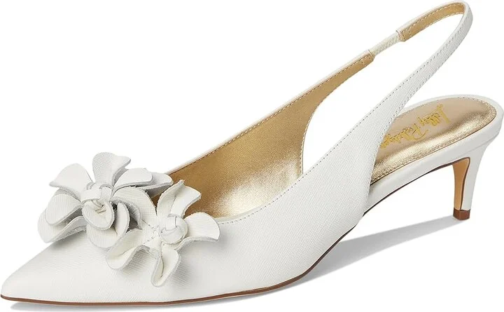 Lilly Pulitzer Amalia Kitten Heel Women's Wedge Shoes Resort White : 6 M, Leather - Image 5