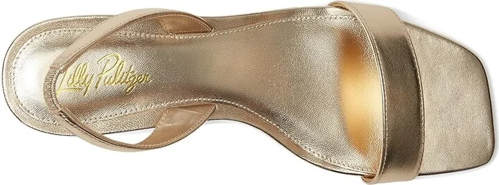 Lilly Pulitzer Cary Sandals Women's Wedge Shoes Gold Metallic : 8 M, Leather - Image 2