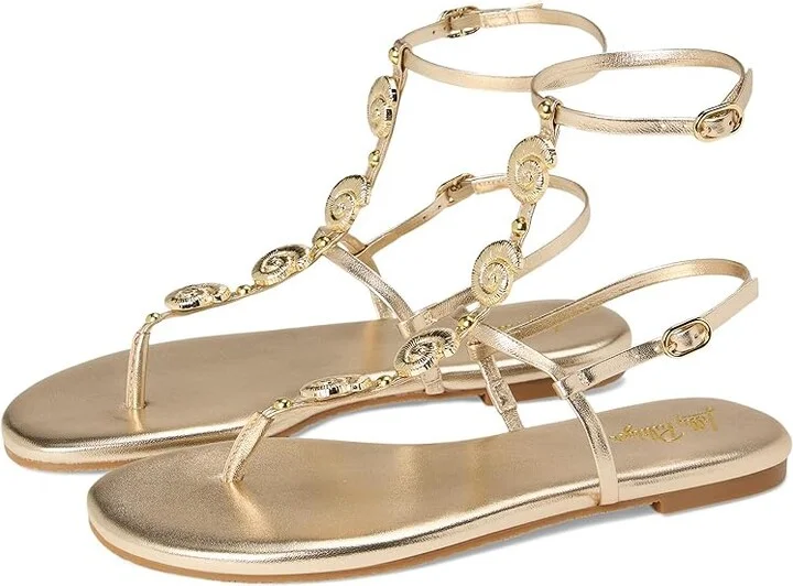 Lilly Pulitzer Dylann Sandals Women's Sandals Gold Metallic : 8.5 M, Leather