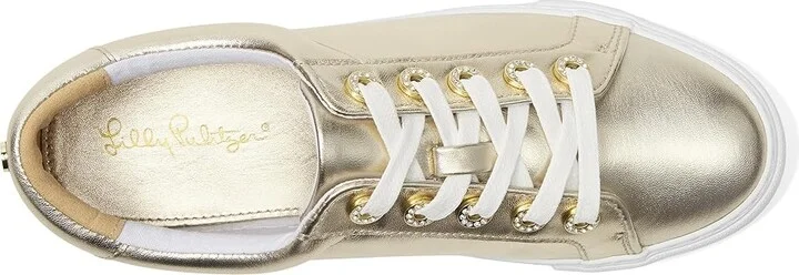 Lilly Pulitzer Lux Hallie Sneaker Women's Shoes Gold Metallic : 6 M, Leather - Image 2