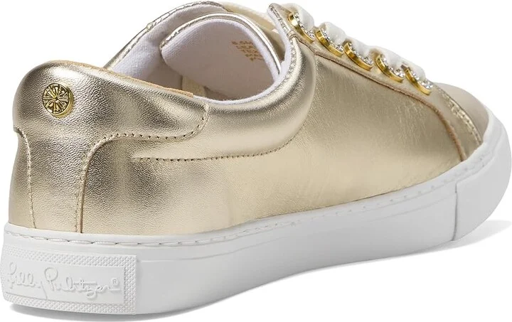 Lilly Pulitzer Lux Hallie Sneaker Women's Shoes Gold Metallic : 6 M, Leather - Image 4