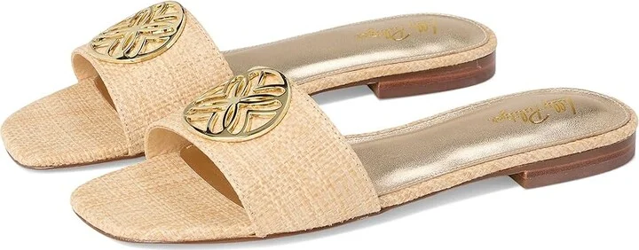 Lilly Pulitzer Nessa Slide Women's Sandals Natural : 6.5 M, Leather