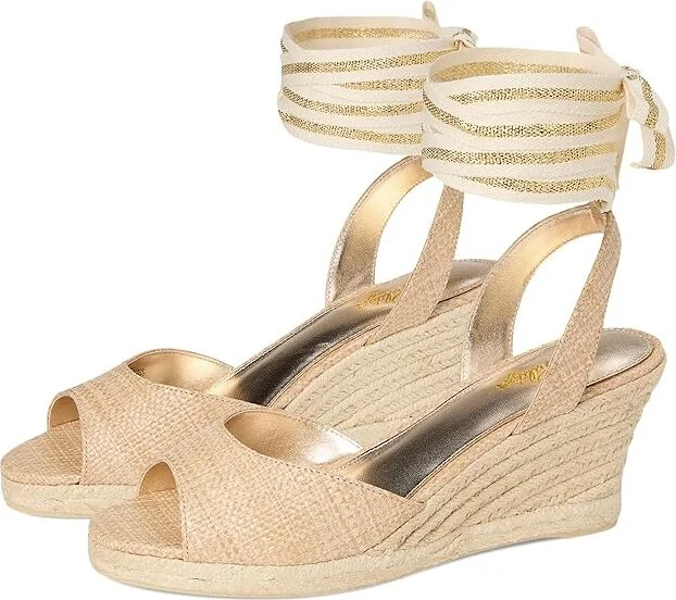 Lilly Pulitzer Paley Espadrille Wedge Women's Sandals Natural : 7 M, Leather