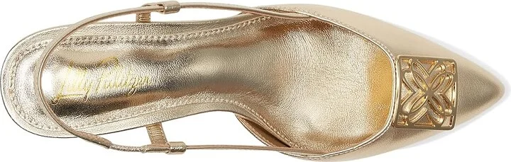 Lilly Pulitzer Schuyler Kitten Heel Slingback Women's Sandals Gold Metalic : 9 M, Leather - Image 2