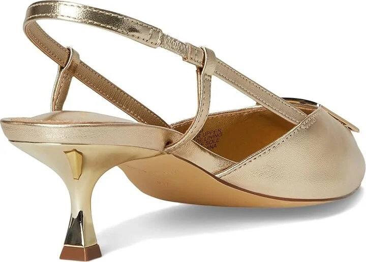 Lilly Pulitzer Schuyler Kitten Heel Slingback Women's Sandals Gold Metalic : 9 M, Leather - Image 4