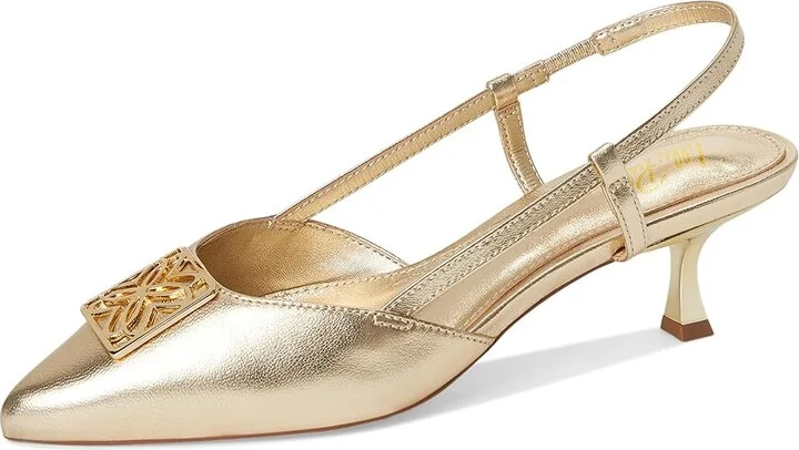 Lilly Pulitzer Schuyler Kitten Heel Slingback Women's Sandals Gold Metalic : 9 M, Leather - Image 5