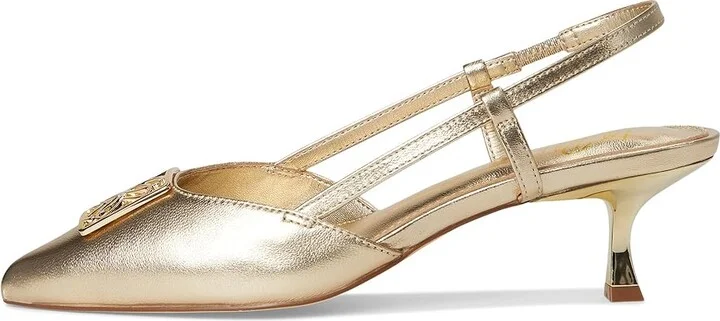 Lilly Pulitzer Schuyler Kitten Heel Slingback Women's Sandals Gold Metalic : 9 M, Leather - Image 6