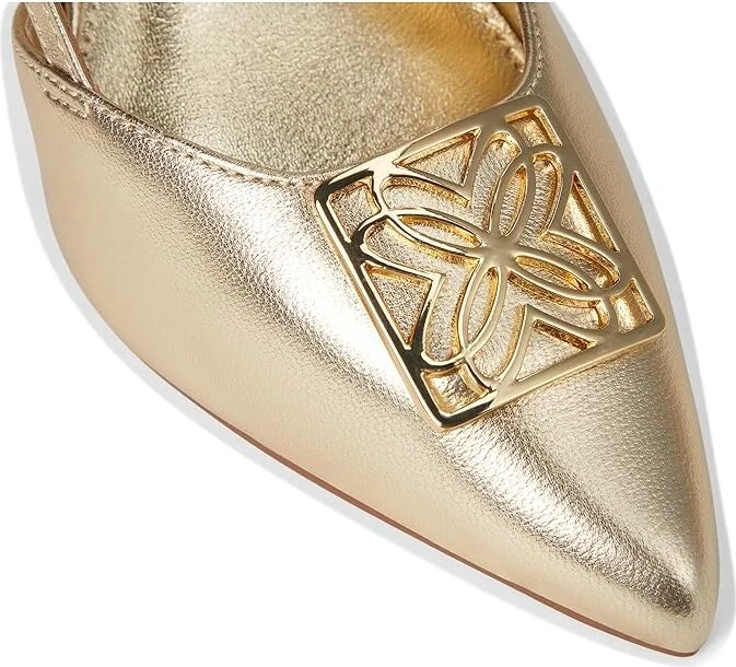 Lilly Pulitzer Schuyler Kitten Heel Slingback Women's Sandals Gold Metalic : 9 M, Leather - Image 7