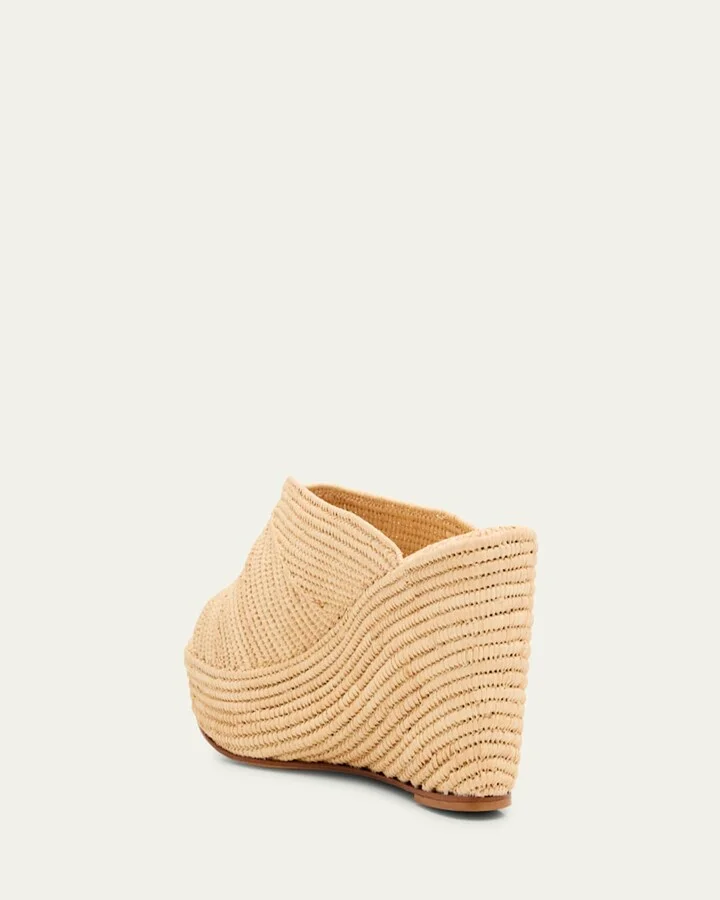 Lilou Raffia Platform Wedge Mules - Image 2
