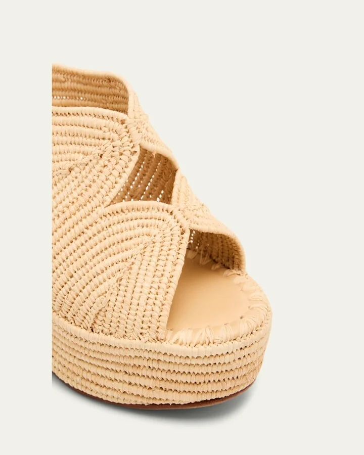 Lilou Raffia Platform Wedge Mules - Image 5