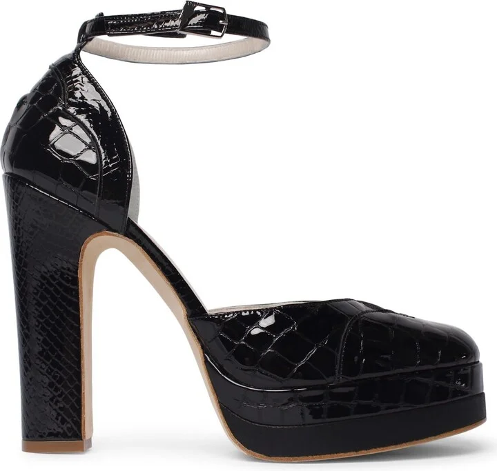 Lily Black Platform Block Heels
