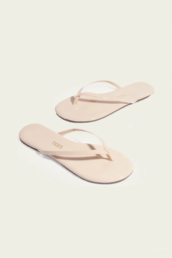 Lily Gloss Flip Flops in Linen - Image 2