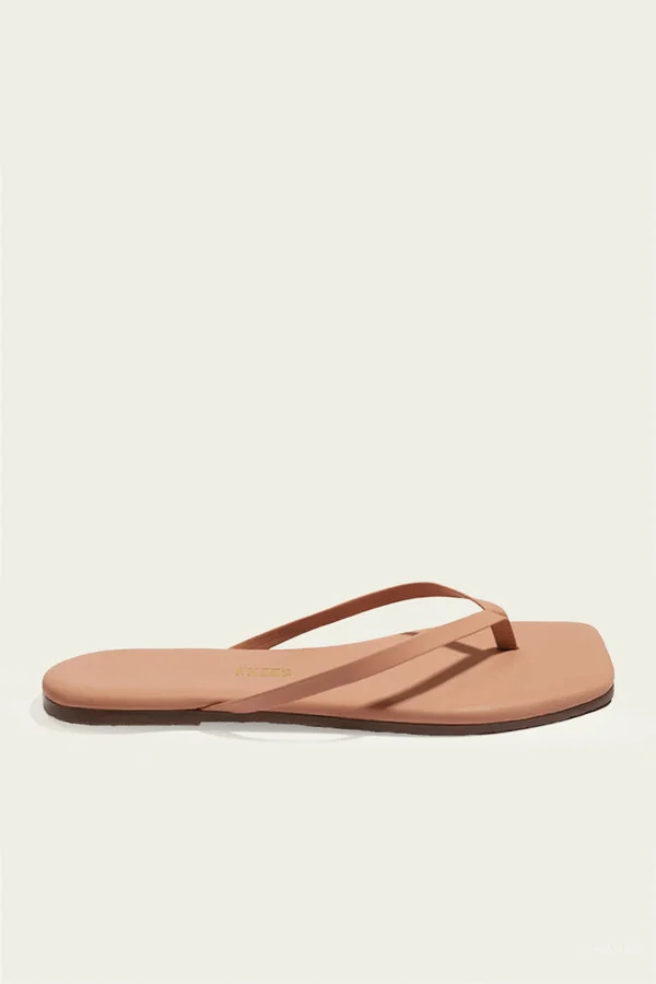 Lily Square Toe Flip Flops in Nude Beach