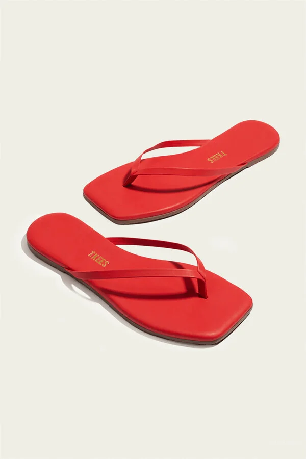 Lily Square Toe Flip Flops in Red - Image 2