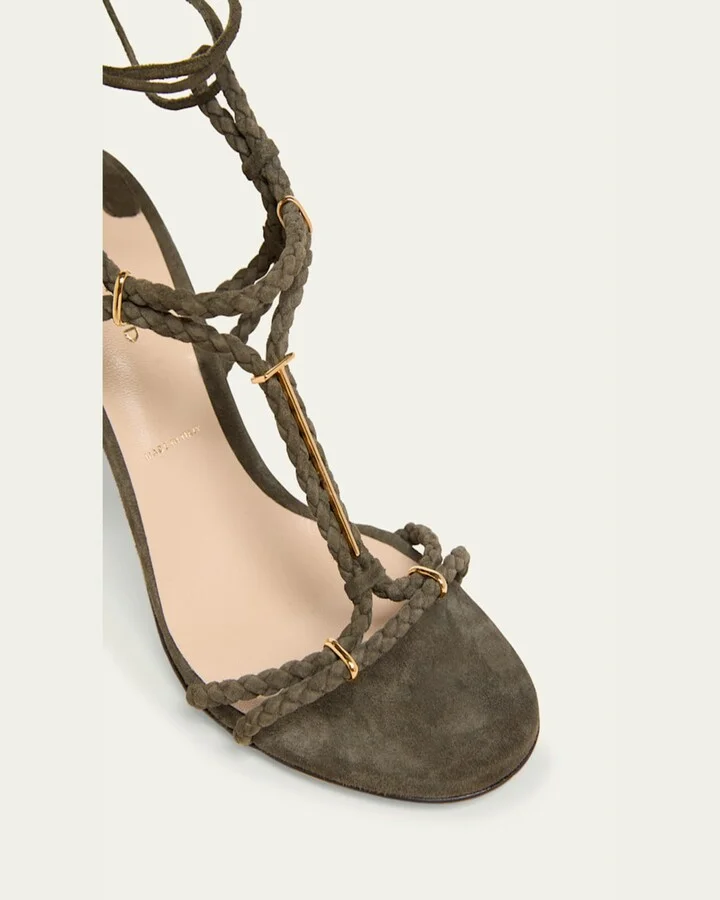 Lily Suede Ankle-Tie Sandals - Image 8