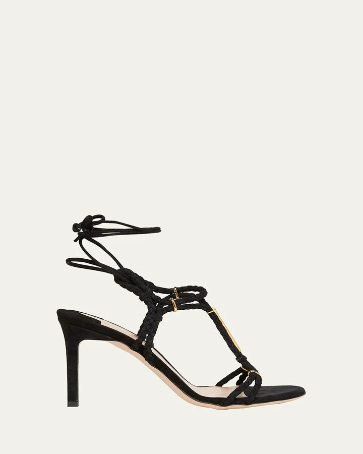 Lily Suede Ankle-Tie Sandals