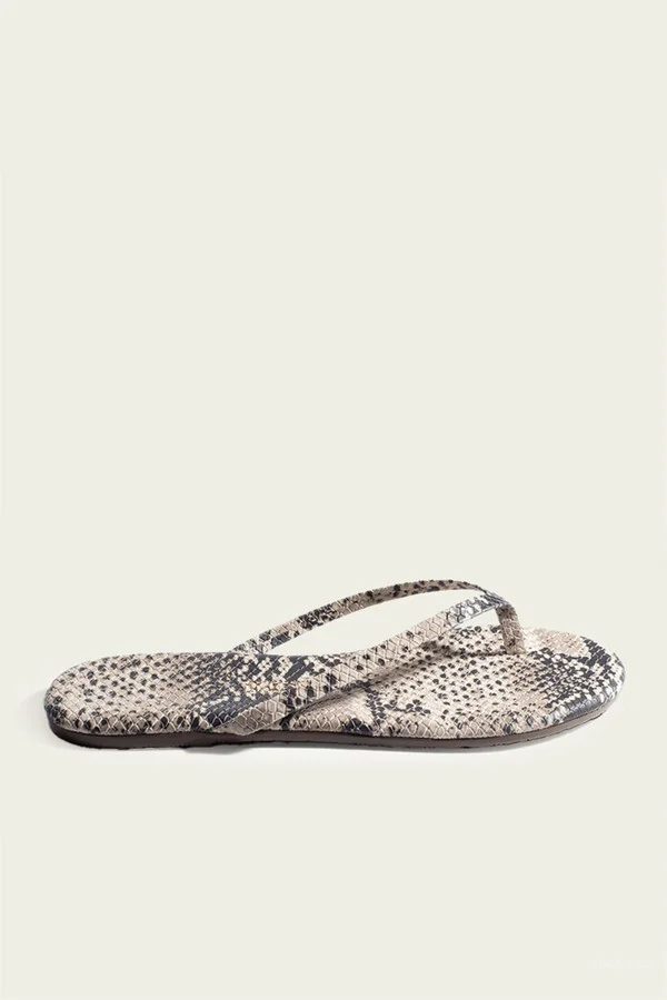 Lily Vegan Animal Flip Flops in Sand Snake