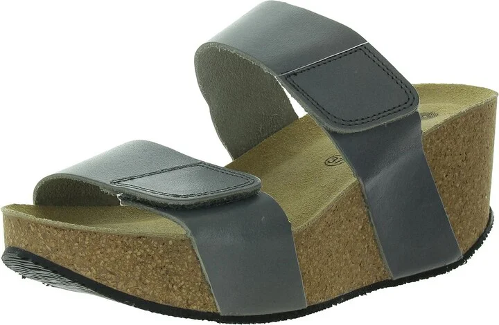 Lily Womens Leather Slide Platform Sandals