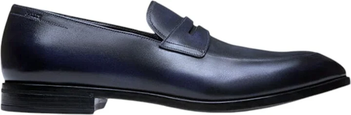 Limao 6234482 Men's Marine Brushed Leather Penny Loafers